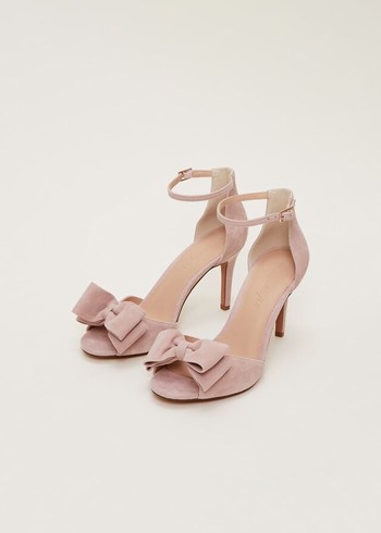 Phase Eight Suede Bow Front Heels Rose USA | 0836427-RY